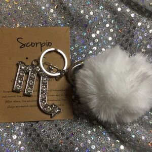 Scorpio Sliver Keychain with White Pom Pom